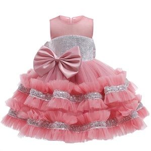 Luxury Sequins Bow Princess Birthday Party Dress